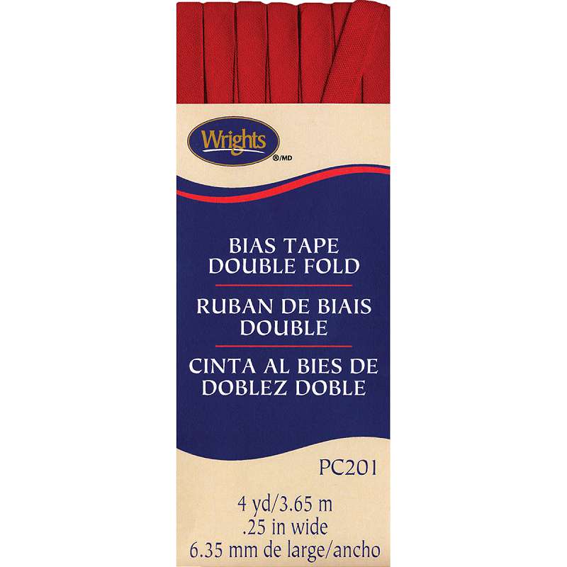Double Fold Bias Tape 1/4"X4yd Red