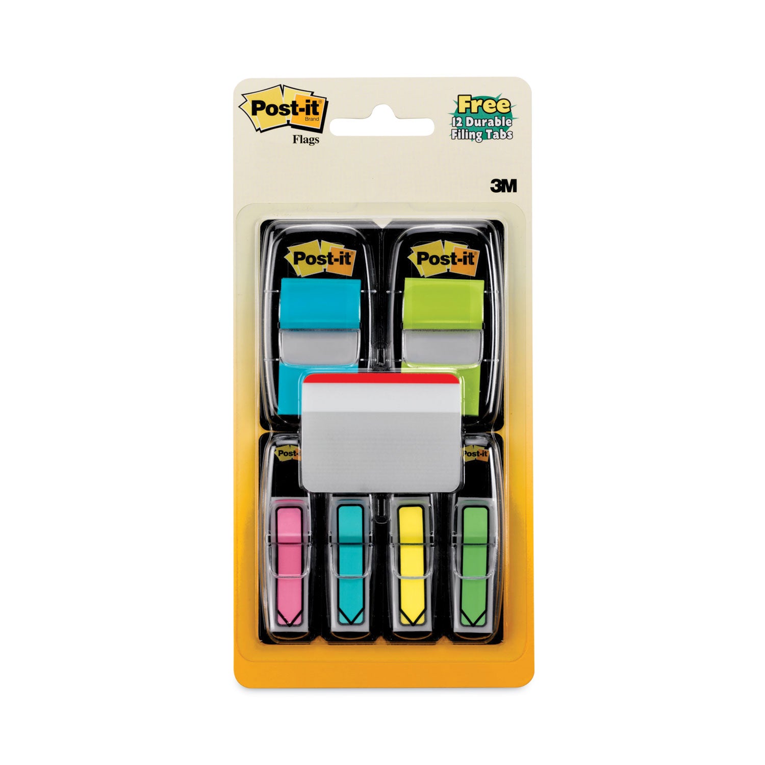 Post-it® Flags Page Flag Value Pack, Assorted, 96 1/2" Arrow, 100 1" Flags, 12 2" Filing Tabs
