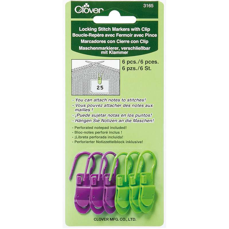 Locking Stitch Markers W/Clips 6/Pkg