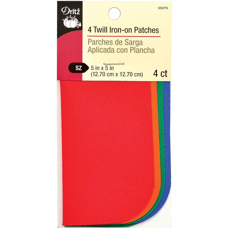 Iron-On Twill Patches 5"X5" 4/Pkg Bright