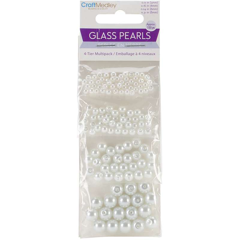 Glass Fired Pearl Beads 135/Pkg White
