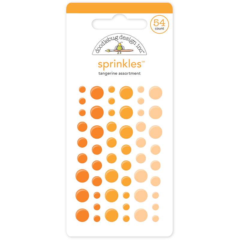 Doodlebug Sprinkles Adhesive Glossy Enamel Embellishments Tangerine Dots 54/Pkg
