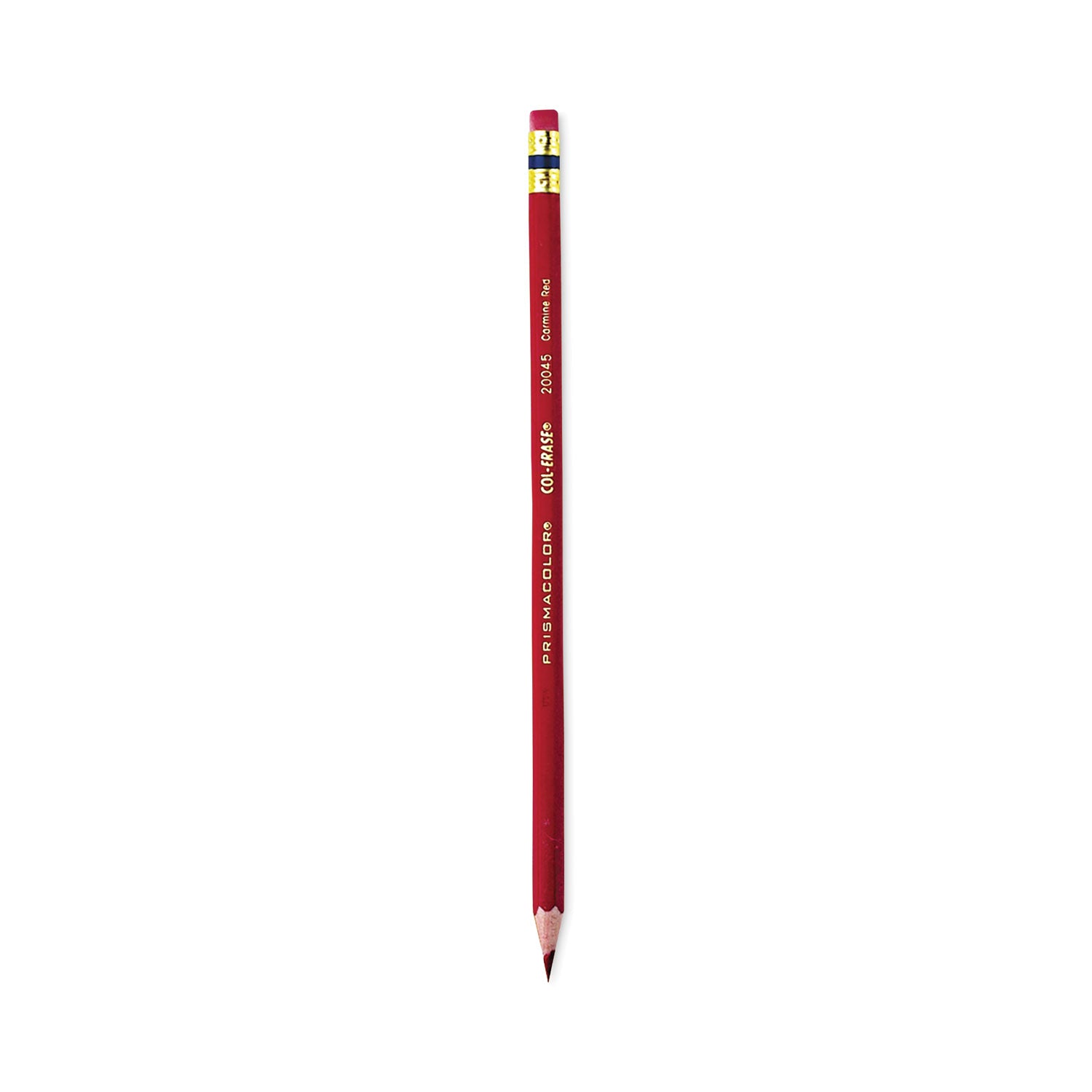 Prismacolor® Col-Erase Pencil w/Eraser, Carmine Red Lead/Barrel, Dozen