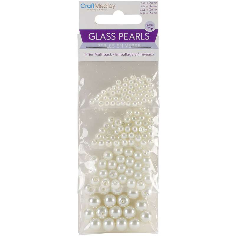 Glass Fired Pearl Beads 135/Pkg Ivory