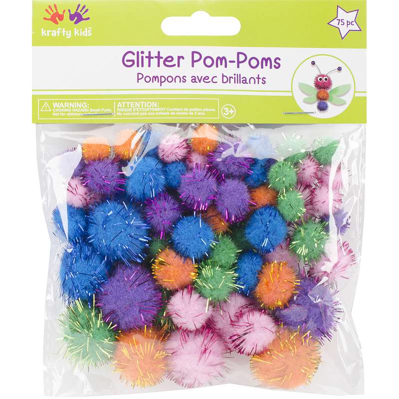 Glitter Pom-Poms Variety Pack 75/Pkg Assorted