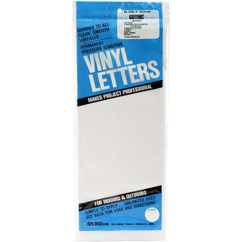 Permanent Adhesive Vinyl Letters 6" 94/Pkg White