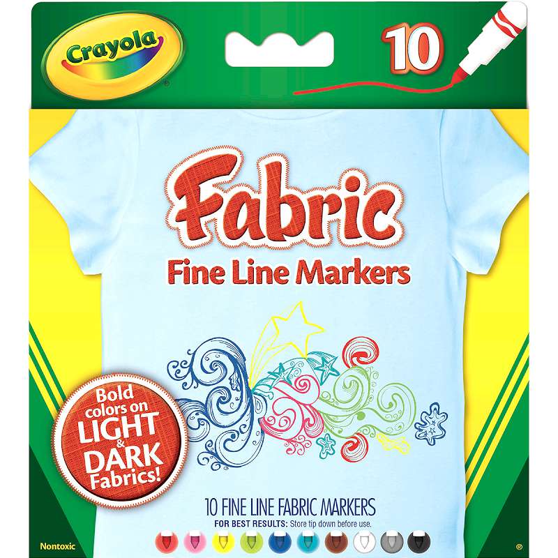 Crayola Fine Line Fabric Markers 10/Pkg