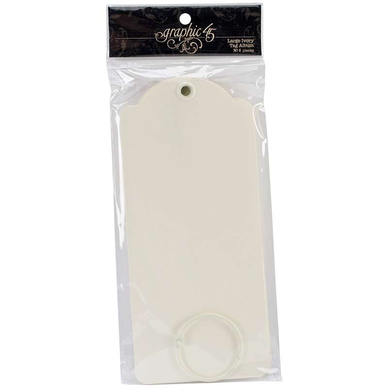 Graphic 45 Staples Large Tag Album 8.75"X3.875" Ivory