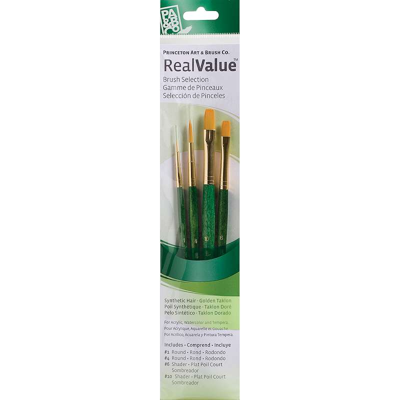 Gold Taklon Real Value Brush Set 4/Pkg