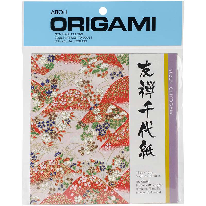 Origami Paper 5.875"X5.875" 8 Sheets Yuzen Washi Red