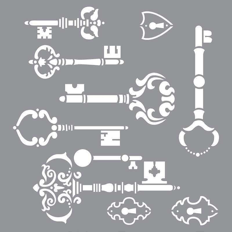 Americana Decor Stencil 12"X12" Vintage Keys