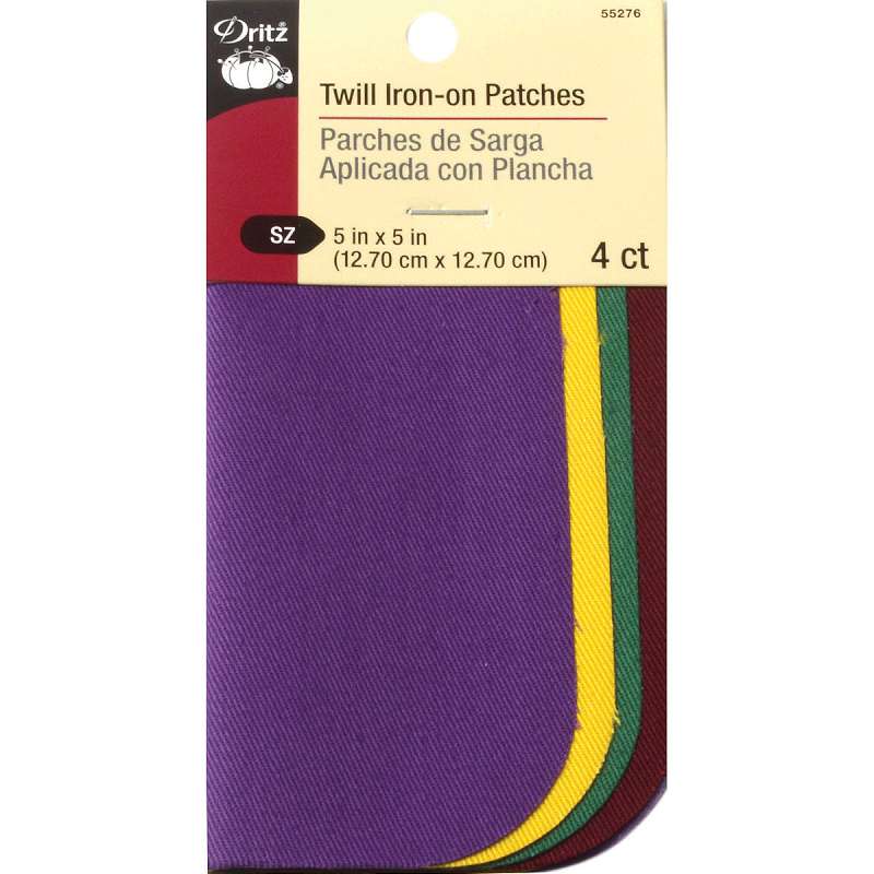 Iron-On Twill Patches 5"X5" 4/Pkg School Colors