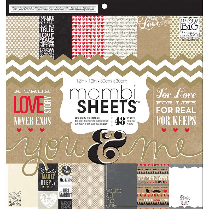 MAMBI Single-Sided Paper Pad 12"X12" 48/Pkg You & Me
