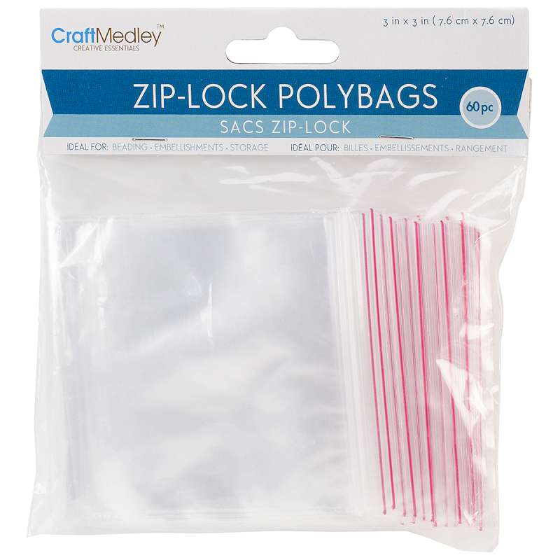 Ziplock Polybags 60/Pkg 3"X3" Clear