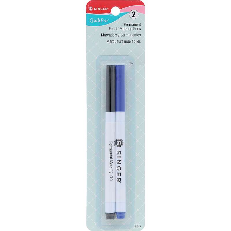 QuiltPro Permanent Fabric Marking Pens - Fine Black & Blue 2/Pkg