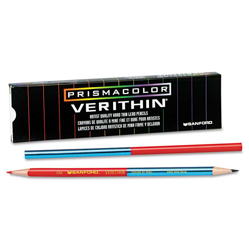 Prismacolor® Verithin Double-Ended Colored Pencils, Blue/Red, Dozen