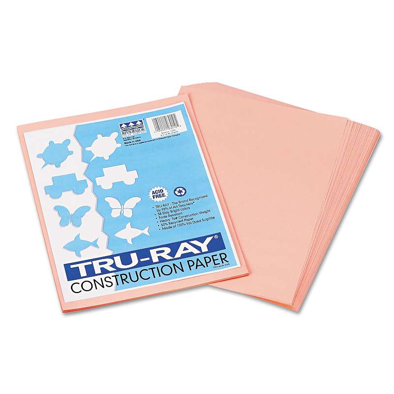 Pacon® Tru-Ray Construction Paper, 76 lbs., 9 x 12, Salmon, 50 Sheets/Pack