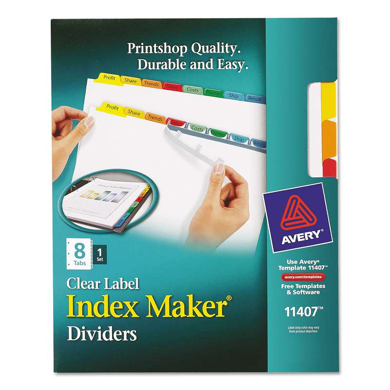 Avery® Index Maker Print & Apply Clear Label Dividers w/Color Tabs, 8-Tab, Letter