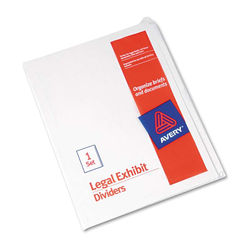 Avery® Blank Tab Legal Exhibit Index Divider Set, 25-Tab, Letter, White, Set of 25