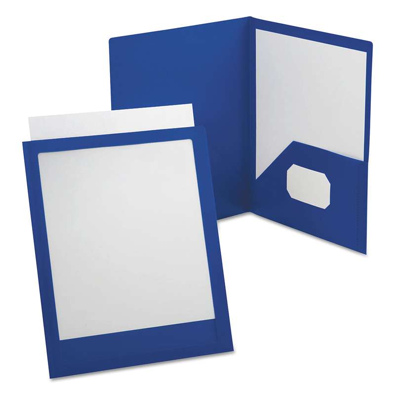 Oxford™ ViewFolio Polypropylene Portfolio, 50-Sheet Capacity, Blue/Clear