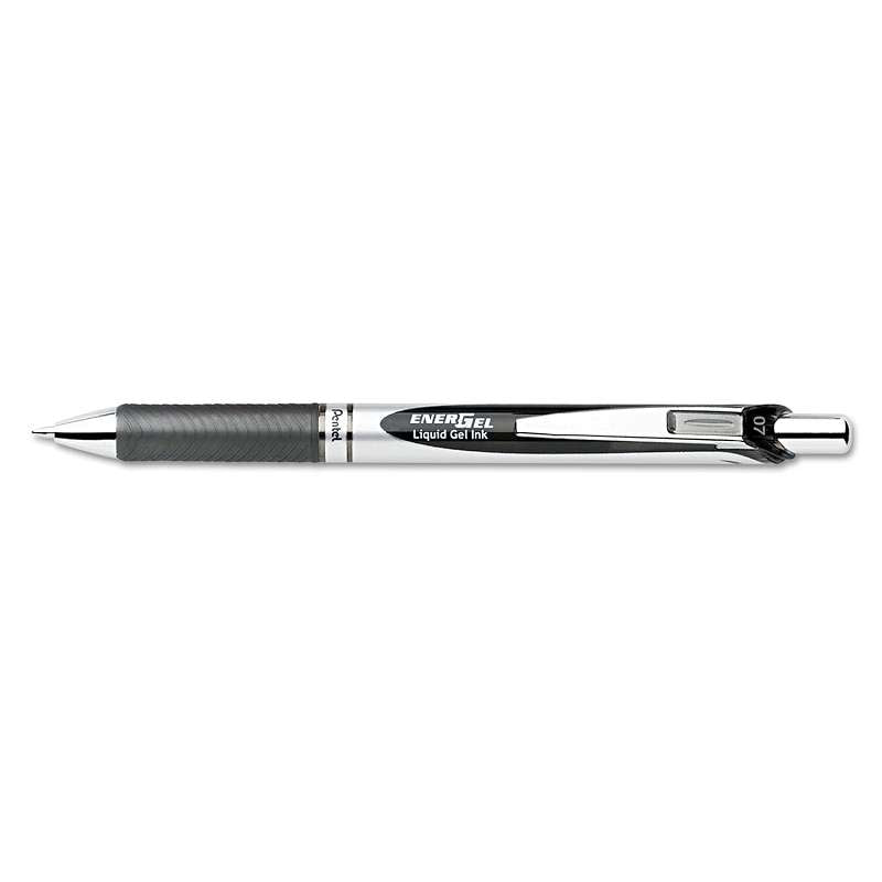 Pentel® EnerGel RTX Retractable Liquid Gel Pen, .7mm, Black/Gray Barrel, Black Ink