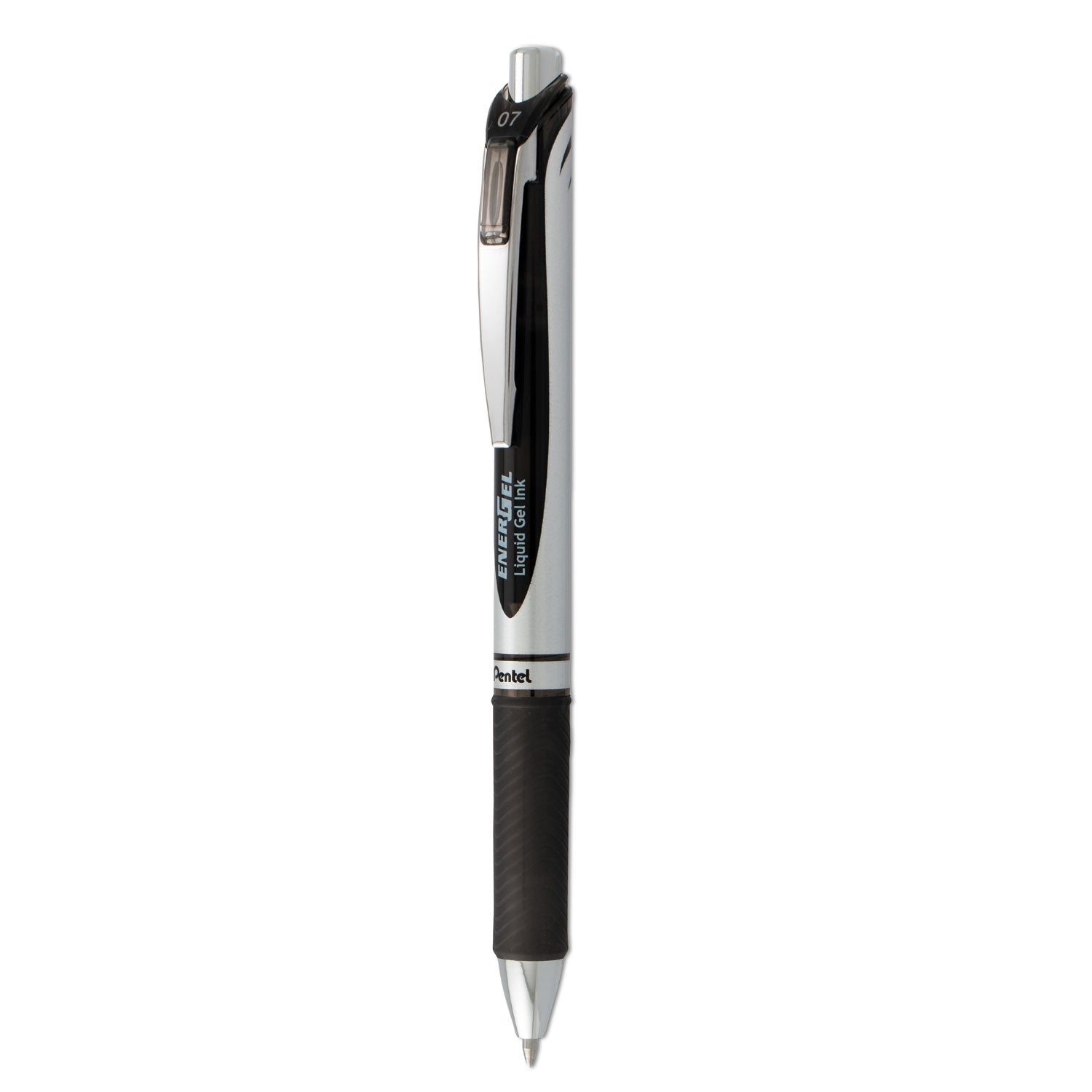 Pentel® EnerGel RTX Retractable Liquid Gel Pen, .7mm, Black/Gray Barrel, Black Ink