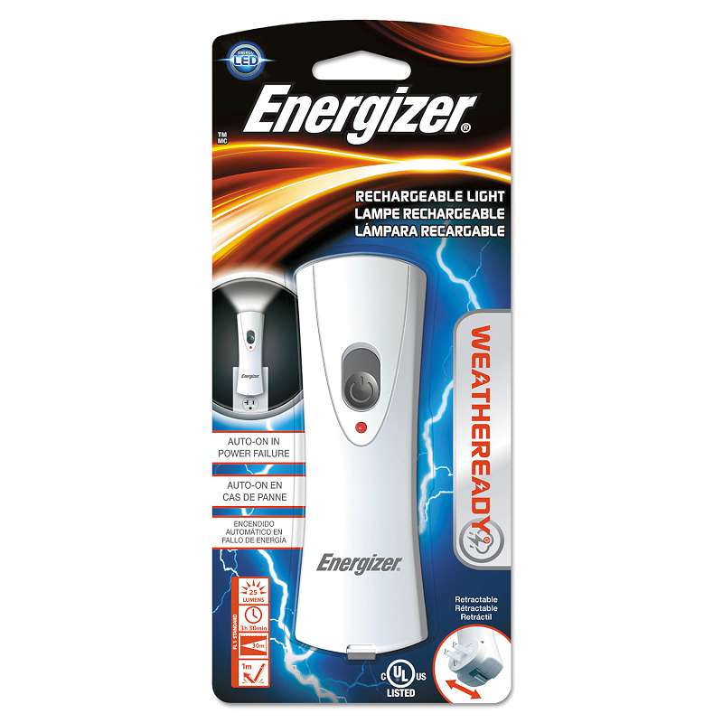 Energizer® Rechargeable LED Flashlight, 1 NiMH, Silver/Gray