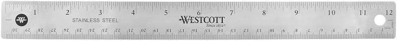 Westcott® Stainless Steel Office Ruler With Non Slip Cork Base, 12"