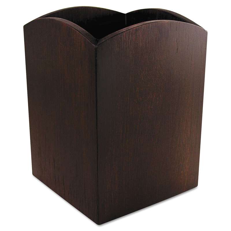 Artistic® Bamboo Curved Pencil Cup, 3 x 3  4 1/4, Espresso Brown