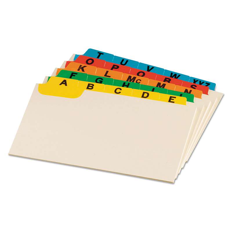 Oxford™ Laminated Index Card Guides, Alpha, 1/5 Tab, Manila, 3 x 5, 25/Set