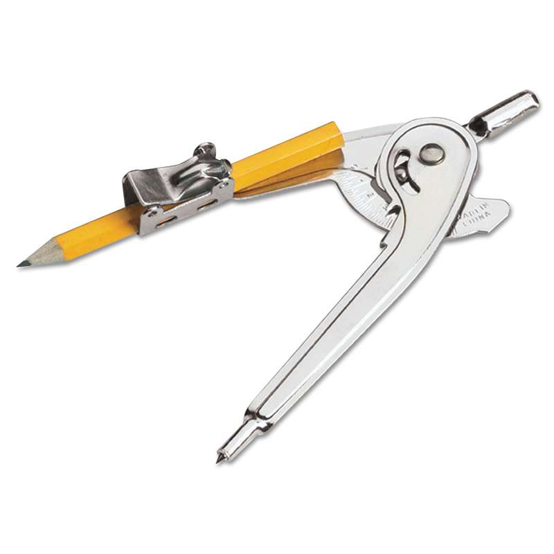 Charles Leonard® Ball Bearing Compass with Safety Pointed Tip, 12" Max. Diameter, Silver, Dozen