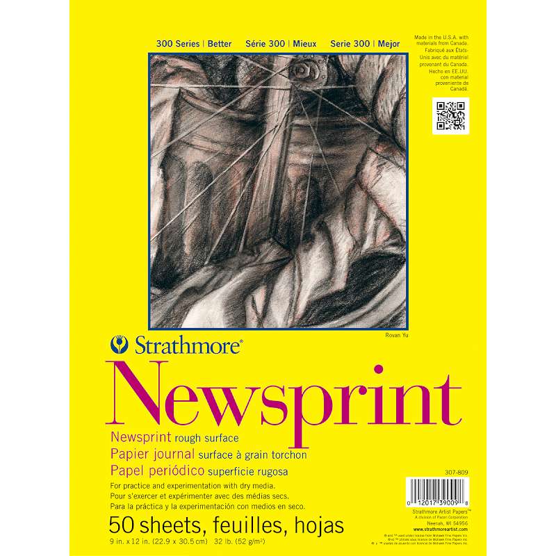 Strathmore Rough Newsprint Paper Pad 9"X12" 50 Sheets