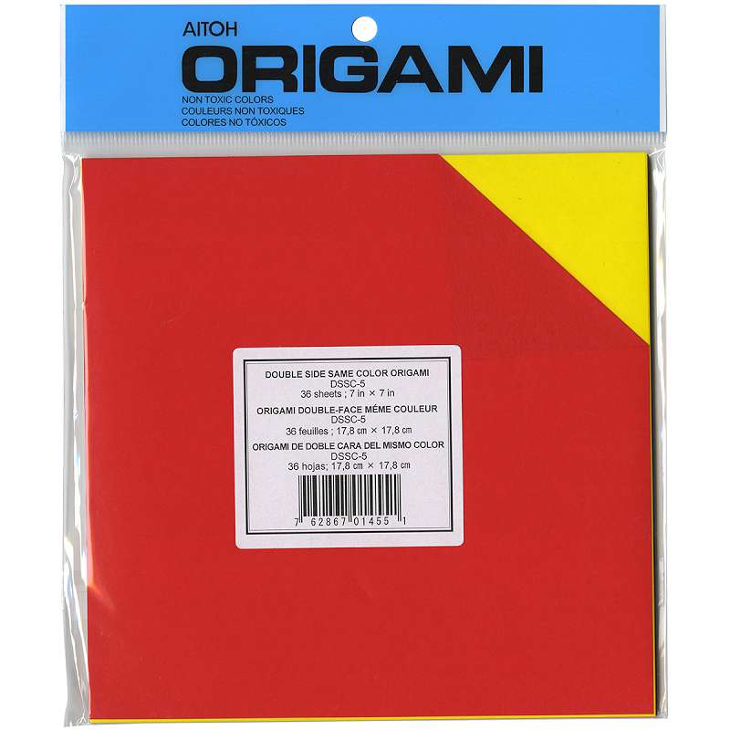 Origami Paper 7"X7" 36 Sheets Assorted Double Sided Colors