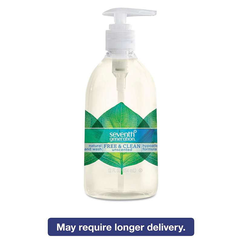 Seventh Generation® Natural Hand Wash, Free & Clean, Unscented, 12 oz Pump Bottle, 8/CT
