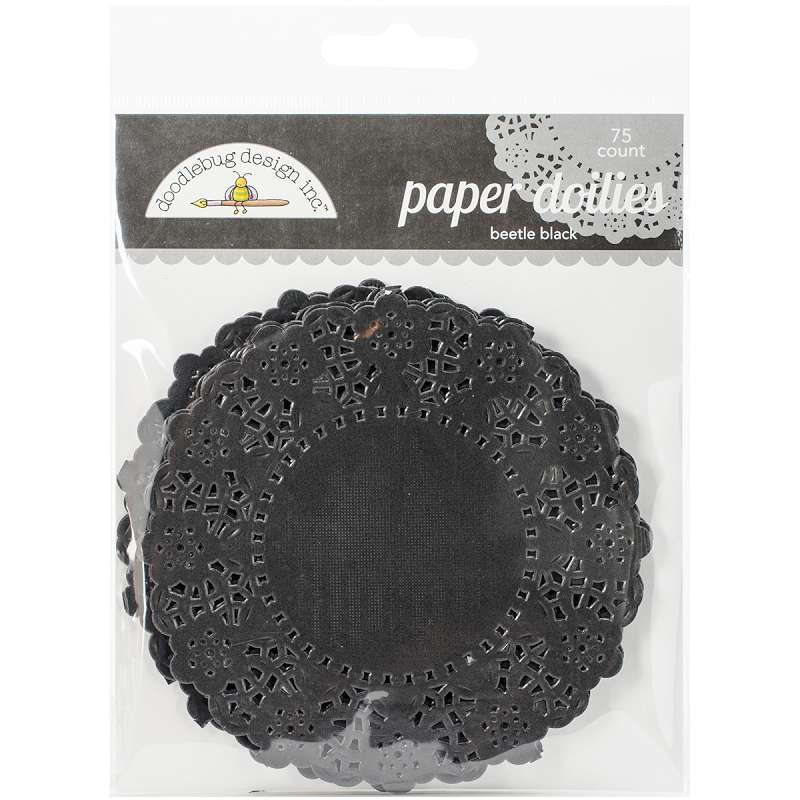 Doodlebug Doilies 4.5" 75/Pkg Beetle Black