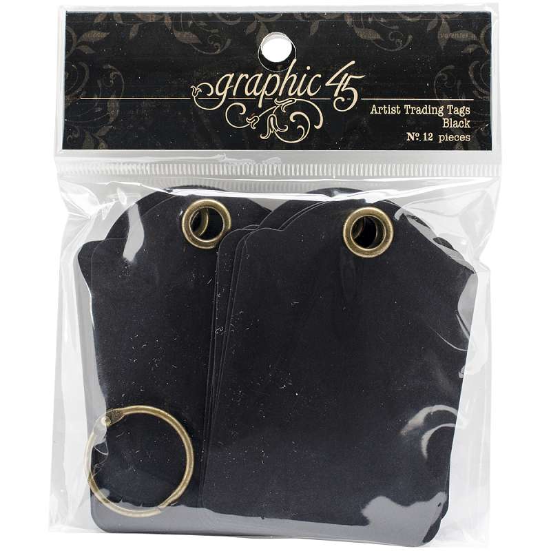 Graphic 45 Staples Artist Trading Tag Album 3.5"X2.5" Black