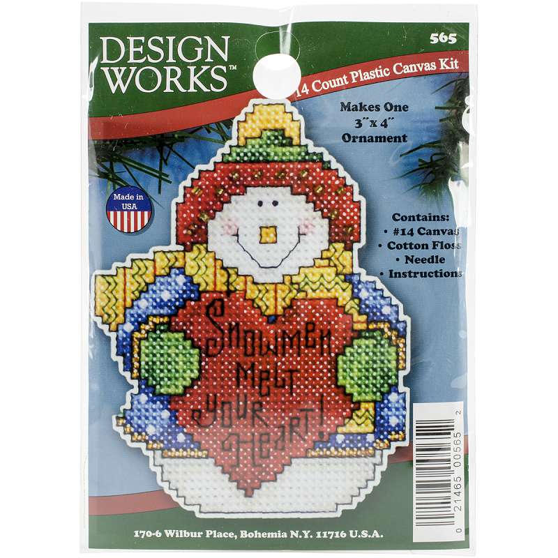 Snowman Ornament Plastic Canvas Kit 4"X3" 14 Count