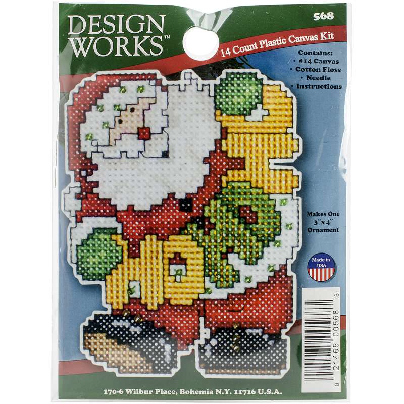 Ho Ho Santa Ornament Plastic Canvas Kit 4"X3" 14 Count