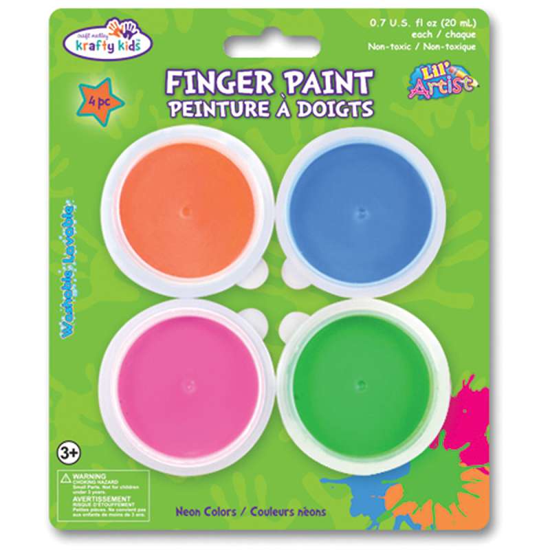 Finger Paint Tubs .7oz 4/Pkg Neons