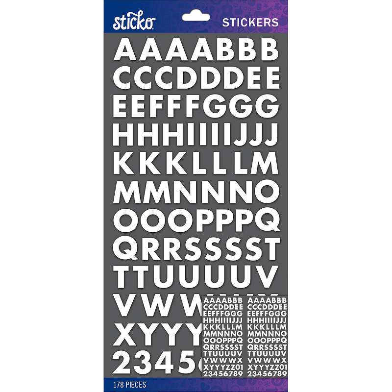 Sticko Alphabet Stickers White Futura Bold Small