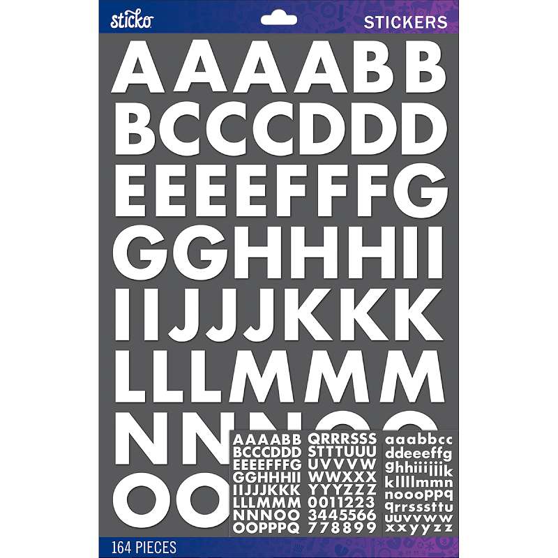Sticko Alphabet Stickers White Futura Bold Large