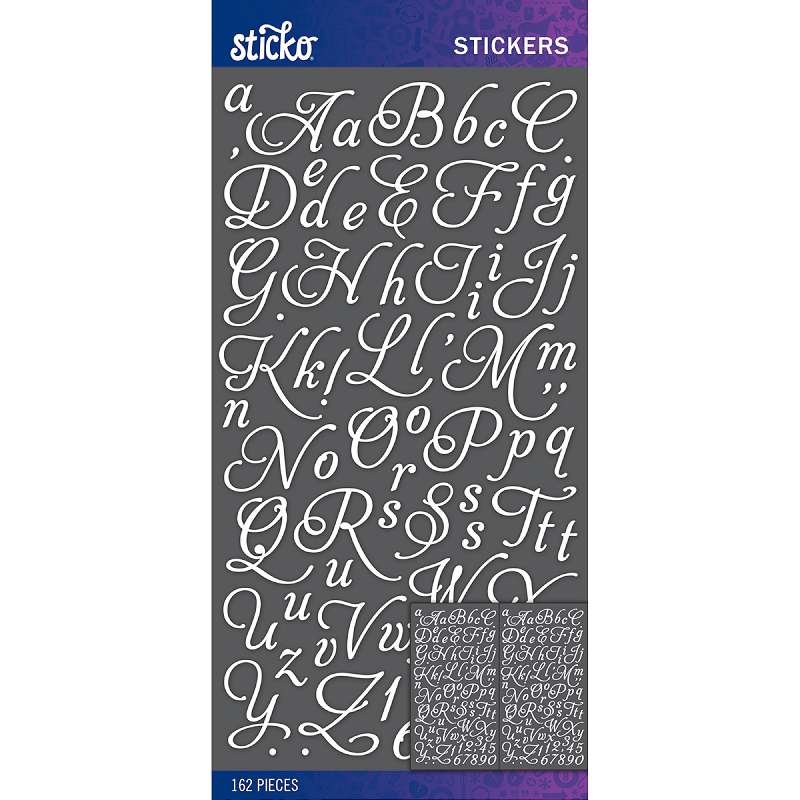 Sticko Alphabet Stickers White Aphrodite Small