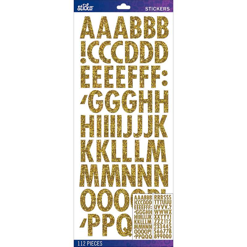Sticko Alphabet Stickers Gold Futura Regular Glitter