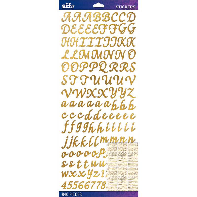 Sticko Alphabet Stickers Gold Foil Script