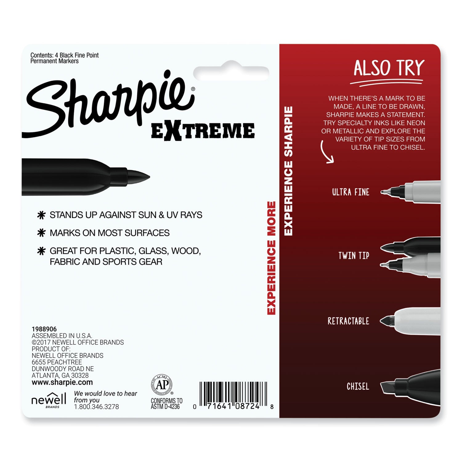 Sharpie Extreme Permanent Markers 4/Pkg Black
