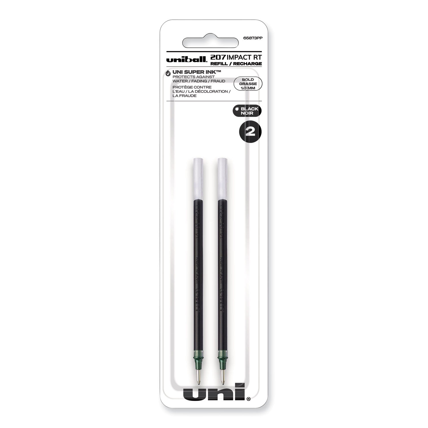 Refill for uni-ball Gel IMPACT RT Roller Ball Pens, Bold, Black, 2/Pack