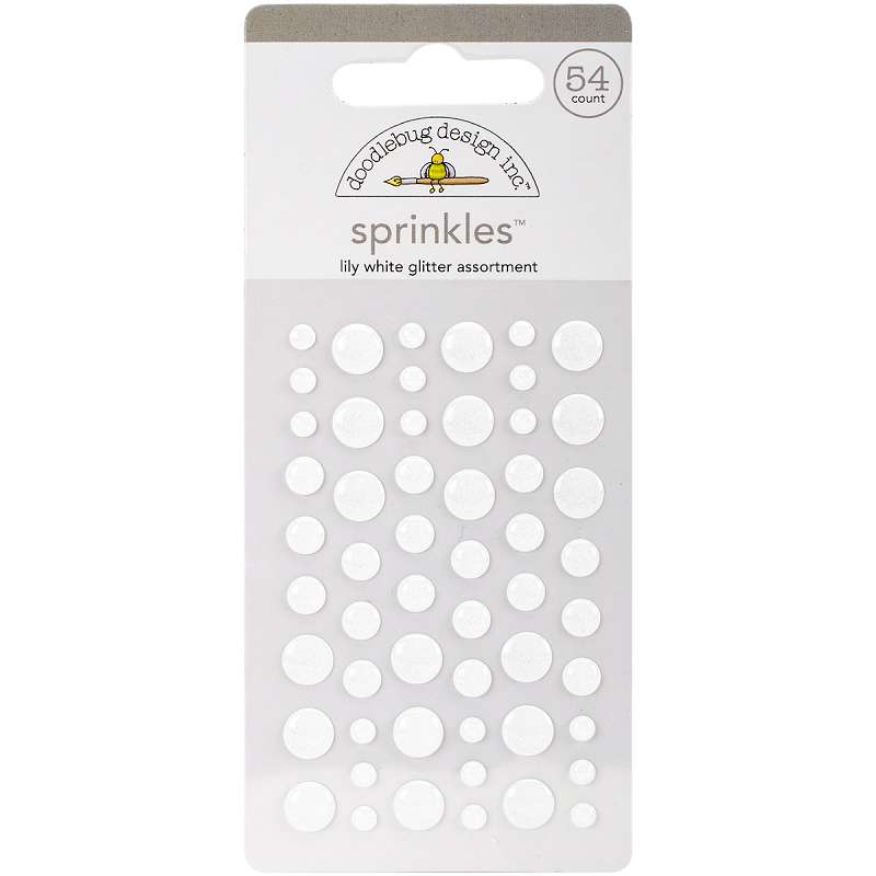 Doodlebug Sprinkles Adhesive Glitter Enamel Embellishments Lily White