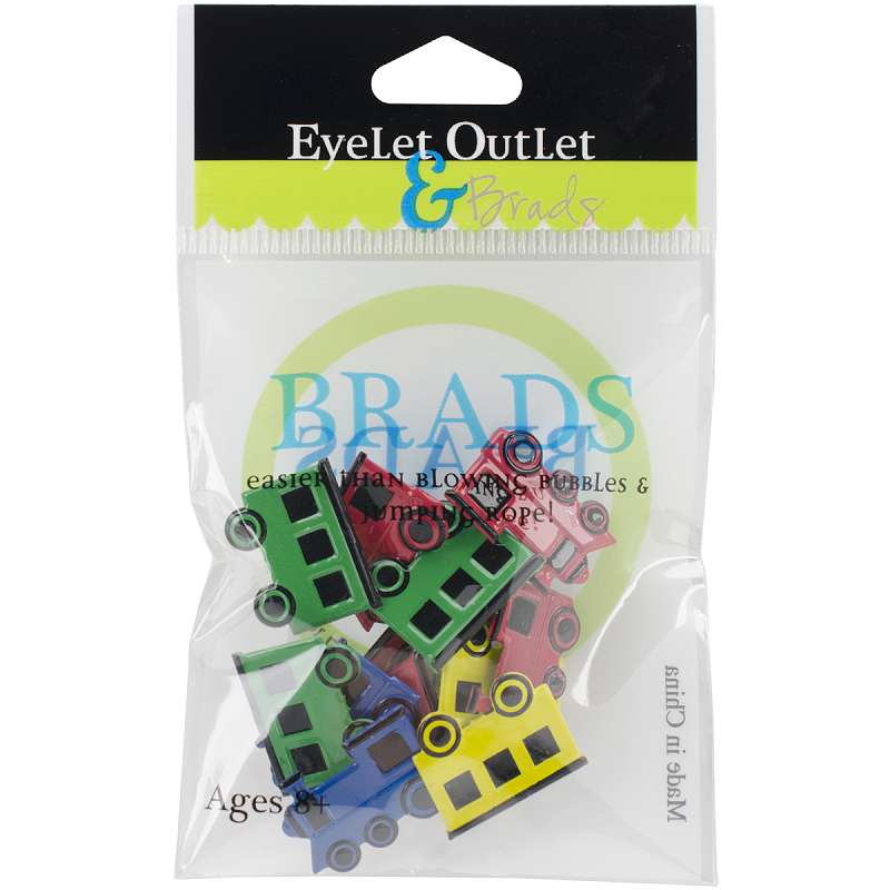 Eyelet Outlet Shape Brads 12/Pkg Train Mix