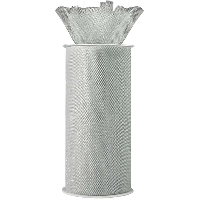 Shiny Tulle 6" Wide 25yd Spool Silver