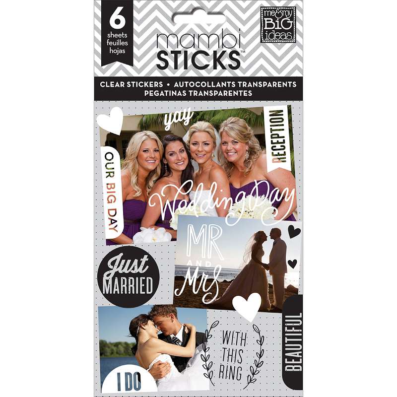 Me & My Big Ideas Pocket Pages Clear Stickers 6 Sheets/Pkg Our Wedding Day
